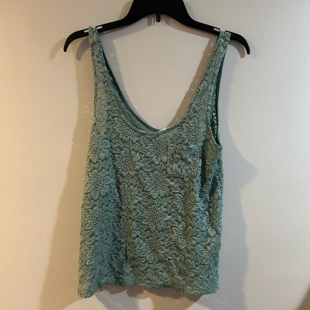 Pins and needles size small lace  green tank top
